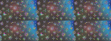 Renkli Bahar Teması eskiz kalıbı. Raster Modaya uygun kumaş deseni. Düz Çiçek Elementleri Tasarımı. Gri ve mavi renkli şirin çiçek deseni.