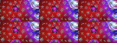 Güzel kumaş deseni. Kırmızı ve mor renklerde. Raster illüstrasyonu. Raster illüstrasyonunda çiçek deseni çizimi.