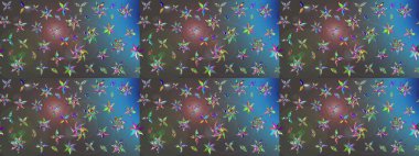 Robot resim. Raster illüstrasyonu. Küçük çiçekte sevimli çiçek deseni var..