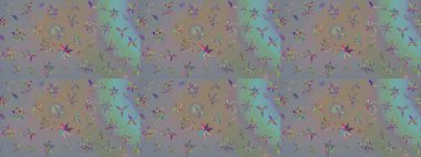 Çiçekli karalama şeklinde Raster çiçek deseni. Gri ve bej renkli yaz çiçekleri. Raster illüstrasyonu.