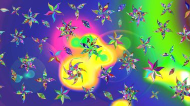 Küçük çiçekteki sevimli çiçek deseni. Raster illüstrasyonu. Raster deseni. Mavi renklerde. Soyut çiçek çizim kalıbı arkaplanı.