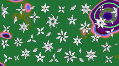 Nazikçe, güzel çiçek arkaplanı. Çiçekli karalama şeklinde Raster çiçek deseni. Yeşil ve nötr renkte çiçekler.