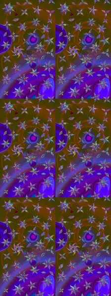 Raster Çiçek İllüstrasyonu 'nun şirin tekstili. Kahverengi renkli etnik çiçeklerle zarif bir eskiz deseni..