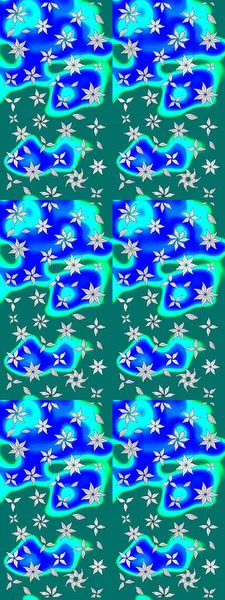 El çizimi. Güzel kumaş deseni. Raster illüstrasyonu. Çiçekler, dallar, otlar ve çiçekler.