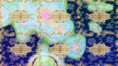 Klasik Raster Golden eskiz kalıbı. Geleneksel oryantasyon süsü. Tarafsız renklerde altın elementlerle çizim. Klasik vintage arkaplan.