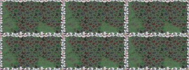 Tekstil baskısı için ekose kelebek. Yeşil renklerin çizimi. Raster illüstrasyonu. Karala, karala, karala. Kusursuz desen.