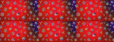 Renkli Bahar Teması eskiz kalıbı. Raster illüstrasyonundaki çiçek desenli çizim. Düz Çiçek Elementleri Tasarımı. Süslü kumaş deseni.