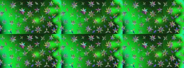 Renkli Bahar Teması eskiz kalıbı. Raster illüstrasyonu. Çiçek desenli çizim. Asya tekstil tarzında. Yeşil renkli çiçekler. Düz Çiçek Elementleri Tasarımı.