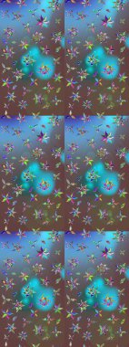 Çiçek desenli çizim. Renkli Bahar Teması eskiz kalıbı. Asya tekstil tarzında. Kahverengi renkli çiçekler. Düz Çiçek Elementleri Tasarımı. Raster illüstrasyonu.