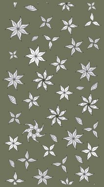 Yeşil ve beyaz renkli çiçekler. Düz Çiçek Elementleri Tasarımı. Çiçek desenli eskiz, yaz çiçekleri. Renkli Bahar Teması çizim şablonu.