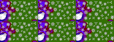 Yeşil ve nötr renklerde çiçekler. Raster illüstrasyonu. Çiçek süslemeli çizim deseni.