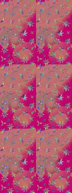 Şirin, zarif çiçekler Raster illüstrasyonu. Davetiye ve kartpostal tasarımı için dekoratif çiçek unsurları. Tekstil için figür. Poster ya da kapak için arka plan. Yapraklı çizim deseni.