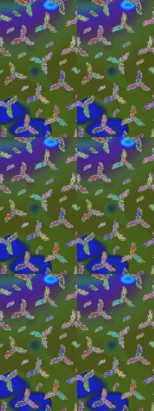 Yeşil, mavi ve menekşe rengi ve kar taneleri. Raster Noel soyut renkli arka plan ve tatlı kar tanesi. Raster illüstrasyonu.