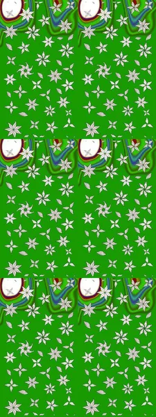 Çiçek desenli eskiz, darbeler, sıçramalar, yaz çiçekleri. Raster illüstrasyonu. Yeşil ve nötr renkte çiçekler.