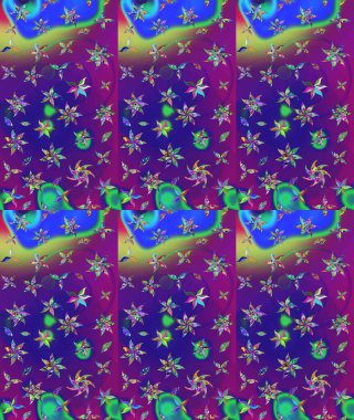 Raster illüstrasyonu. Küçük çiçekli yay deseni çiz. Suluboya tarzında mor renkler üzerine.