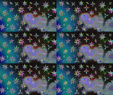 Küçük çiçekteki sevimli çiçek deseni. Robot resim. Raster illüstrasyonu.