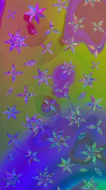 Çiçekli çiçek deseni, suluboya. Düz Çiçek Elementleri Tasarım Raster illüstrasyonu. Mor renkli çiçekler. Renkli Bahar Teması Eskiz Şablonu.