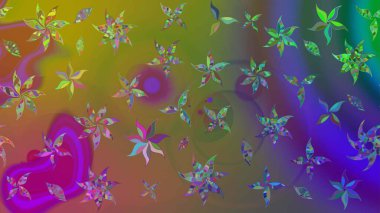 Elle boyanmış suluboya resim çizimleri, çiçekler ve bitkiler. Yeşil renkte çiçekler.