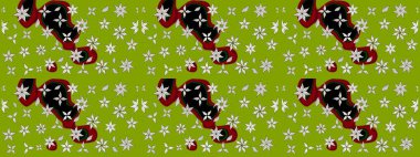 Düz Çiçek Elementleri Tasarımı. Renkli Bahar Teması eskiz kalıbı. Raster illüstrasyonu. Yeşil renkte zarif çiçekler ve suluboya..