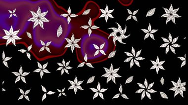 Çiçekli karalama şeklinde Raster çiçek deseni. Yumuşak, yaz çiçekli arka plan. Siyah renkte çiçekler.