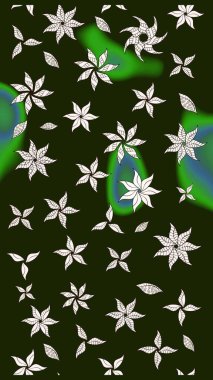 Klasik çiçekler. El çizimi, soyut ve süslü elementler. Yaz çiçekleri teması. Gri renkler. Suluboya resim taklit Raster illüstrasyonu.