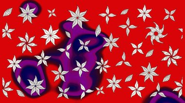 Çiçek desenli eskiz. Gömlek baskısı için çiçek boyası. Kırmızı ve nötr renkte çiçekler.