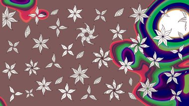 Raster illüstrasyonu. Renkli çizim kalıbı. Çiçek arkaplan. Kahverengi ve nötr renklerde şirin tekstil tarzında. Çiçek duvar kağıdı.