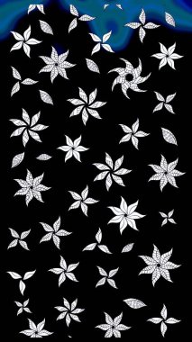 Renkli Bahar Teması eskiz kalıbı. Siyah renkli çiçekler. Düz Çiçek Elementleri Tasarımı. Güzel çiçek deseni..