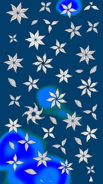 Düz Çiçek Elementleri Tasarımı. Mavi renkli çiçekler. Renkli Yaz Temalı eskiz kalıbı. Çiçekli retro deseni çiz.