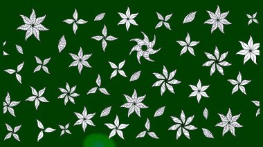 Düz Çiçek Elementleri Tasarımı. Renkli Bahar Teması eskiz kalıbı. Raster Modaya uygun kumaş deseni. Yeşil renkli şirin çiçek deseni.