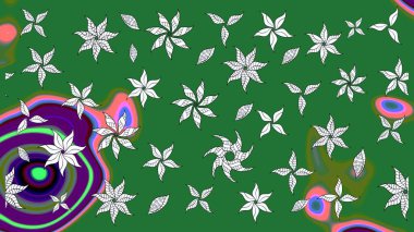 Yeşil ve nötr renklerde çiçekler. Raster illüstrasyonu. Çizim çiçek deseni duvar kağıdı için kullanılabilir.