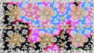 Gri renkli ve altın elementli geleneksel altın sarısı desen. Barok tarzında kusursuz bir doğulu süsü..