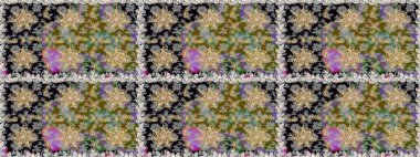 Gri renklerde, altın elementlerle kusursuz desen. Klasik raster sarısı, kusursuz desen. Klasik klasik klasik arka plan. Geleneksel oryantasyon süsü.