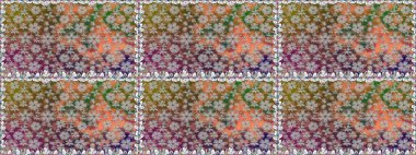 Renkli Bahar Temalı Kusursuz Arkaplan. Raster illüstrasyonunda kusursuz çiçek deseni. Düz Çiçek Elementleri Tasarımı. Kahverengi renkte çiçekler.