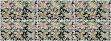 Raster illüstrasyonunda kusursuz çiçek deseni. Gri renkli çiçekler. Düz Çiçek Elementleri Tasarımı. Renkli Bahar Teması Kusursuz Arkaplan.