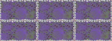 Nakış, egzotik kelebeklerle süslenmiş çiçeksiz desenler. Giysi tasarımı için menekşe arka planda geleneksel Raster halk çiçekleri dekoru. Kart, yazdırma, davet için basit şirin desen.