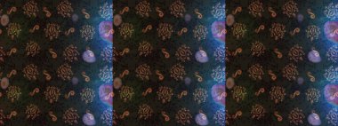 Noel ve yeni yıl moda baskıları için tatil tasarımı. Raster illüstrasyonu. Kar tanelerinin soyut arkaplanlı Noel şablonu. Gri, mavi ve kahverengi kar taneleri.