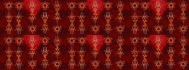 Kırmızı, siyah ve kahverengi renkler. Raster illüstrasyonu. Kar tanelerinin soyut arkaplanlı Noel şablonu. Noel ve Yeni Yıl moda baskıları için tatil tasarımı.