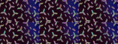 Kahverengi, mavi ve siyah renklerde. Kahverengi, mavi ve siyah papatyaların kahverengi, mavi ve siyah renkli desenleri. Raster illüstrasyonu.