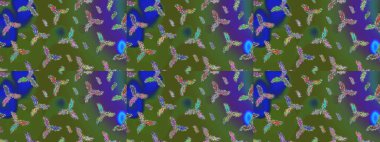 Yeşil, mavi ve menekşe rengi ve kar taneleri. Raster Noel soyut renkli arka plan ve tatlı kar tanesi. Raster illüstrasyonu.