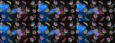 Raster illüstrasyonu. Gri, mavi ve siyah renkli kar taneleri. Kar tanesi raster deseni. Renkli arka planda izole tatlı kar taneleri.