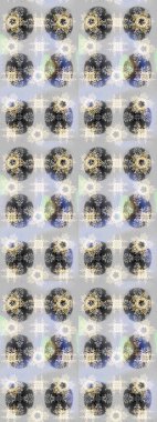 Raster illüstrasyonu. Renkli arka planda izole tatlı kar taneleri. Soyut mandala ya da tuhaf kar tanesi çizgisi sanat tasarımı.