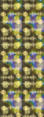 Raster Noel soyut renkli arka plan ve tatlı kar tanesi. Farklı kar taneleri toplayıcısı, yeşil, kahverengi ve nötr renklerde kış elementleri..