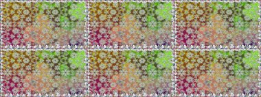 Çiçekler, yaprakları ile halk tarzında Dikişsiz çiçek deseni. Raster Illustration. El çizilmiş.