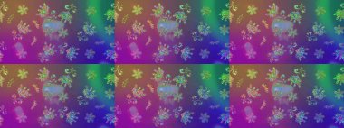 Süslü kumaş deseni. Renkli Bahar Teması eskiz kalıbı. Raster illüstrasyonundaki çiçek desenli çizim. Düz Çiçek Elementleri Tasarımı.