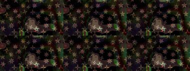 Raster illüstrasyonundaki çiçek desenli çizim. Düz Çiçek Elementleri Tasarımı. Renkli Bahar Teması eskiz kalıbı. Süslü kumaş deseni.