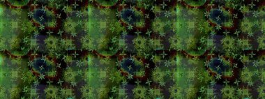 Çiçeksel çizim kalıbının yansıması. Vadinin yeşil renkli çiçekleri.