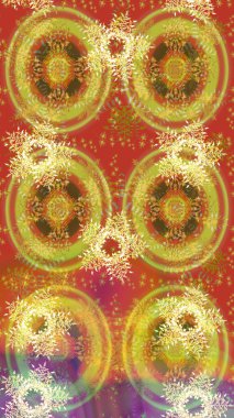 Sarı, turuncu ve kahverengi renkli kristal kar taneleri. Raster illüstrasyonu.