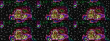 El çizimi. Çiçekli, yapraklı, çiçek desenli eskiz. Raster illüstrasyonu.