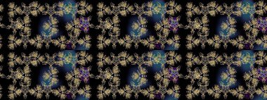 Siyah renkli çiçekler. Raster illüstrasyonunda çiçek deseni çizimi.